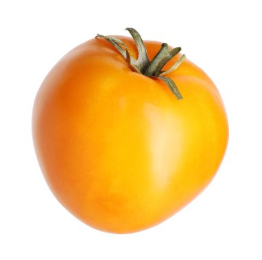 Bir olgun sarı domates beyaza izole edilmiş.
