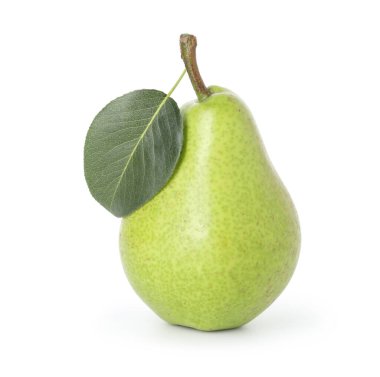 Beyaz yapraklı, olgun bir armut.