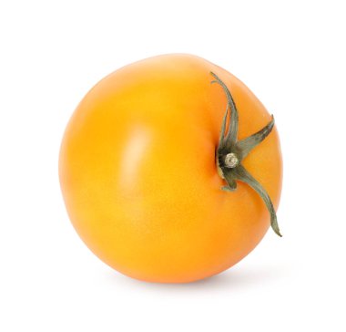 Bir olgun sarı domates beyaza izole edilmiş.