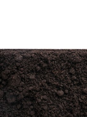 Taze toprak beyaz, üst görünümde izole.