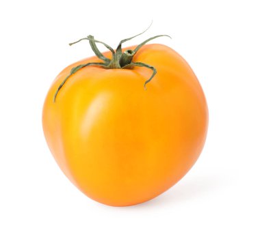 Bir olgun sarı domates beyaza izole edilmiş.