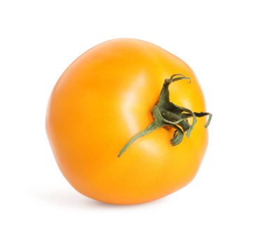 Bir olgun sarı domates beyaza izole edilmiş.