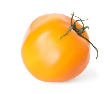 Bir olgun sarı domates beyaza izole edilmiş.