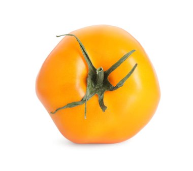 Bir olgun sarı domates beyaza izole edilmiş.