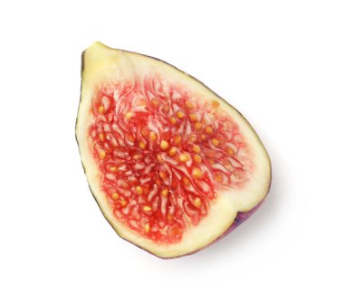 Olgun incir parçası beyaz, üst görünümde izole