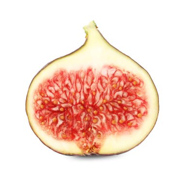 Olgun incir parçası beyazda izole edilmiş.