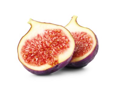 Olgun incir parçaları beyazda izole edilmiş.