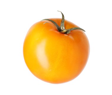 Bir olgun sarı domates beyaza izole edilmiş.