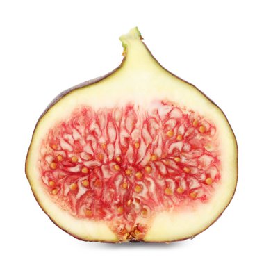 Olgun incir parçası beyazda izole edilmiş.