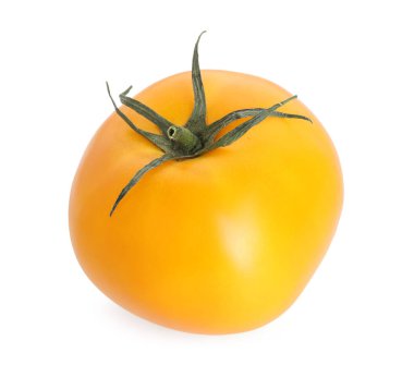 Bir olgun sarı domates beyaza izole edilmiş.