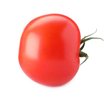 bir olgun kırmızı domates üzerinde beyaz izole