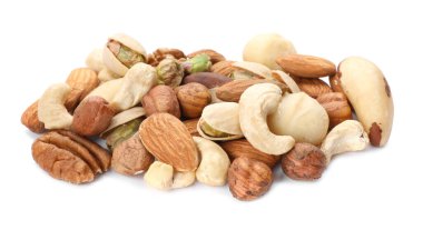 Mix of different nuts isolated on white