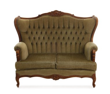 Beyazlara ayrılmış şık bir kanepe. Kullanılmış eşyalar