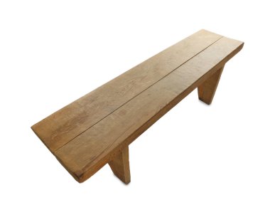 Tahta bank beyaz üzerine izole edilmiş. Kullanılmış eşyalar