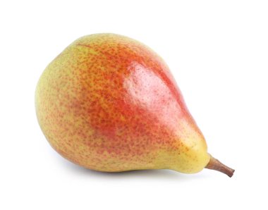 Taze olgun bir armut beyazda izole edilmiş.