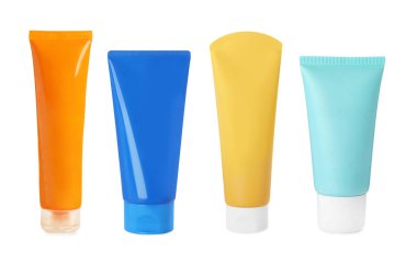 Kozmetik ürünleri için farklı tüpler beyaz, set