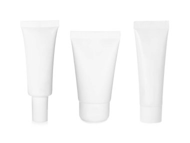 Kozmetik ürünleri için farklı tüpler beyaz, set