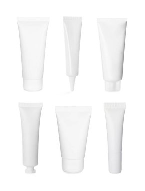 Kozmetik ürünleri için farklı tüpler beyaz, set