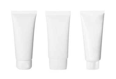 Kozmetik ürünleri için farklı tüpler beyaz, set