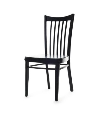 Beyaza izole edilmiş şık bir sandalye. Kullanılmış eşyalar