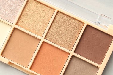 Beautiful eyeshadow palette on white background, top view