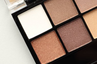 Beautiful eyeshadow palette on white background, top view