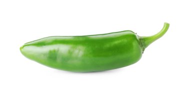 One whole green jalapeno pepper isolated on white