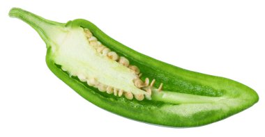 Half of green jalapeno pepper isolated on white