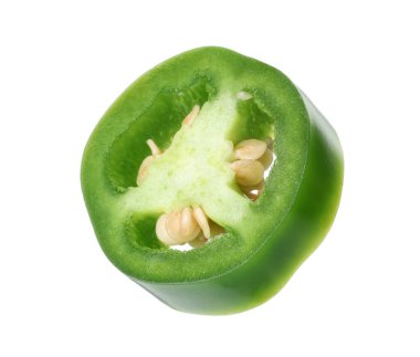 Piece of green jalapeno pepper isolated on white