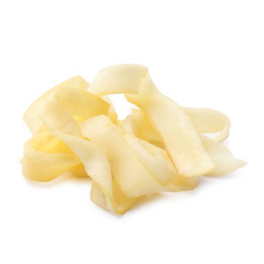 Tasty dried shredded squid isolated on white