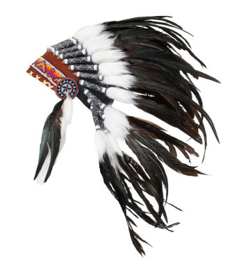 Traditional warbonnet (Native American chief headdress) isolated on white
