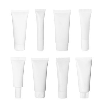 Kozmetik ürünleri için farklı tüpler beyaz, set