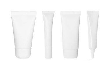 Kozmetik ürünleri için farklı tüpler beyaz, set
