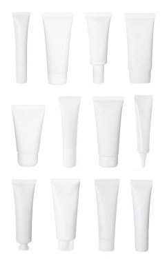Kozmetik ürünleri için farklı tüpler beyaz, set