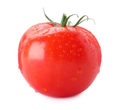 bir olgun kırmızı domates üzerinde beyaz izole