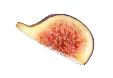 Olgun incir parçası beyazda izole edilmiş.