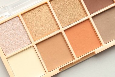 Beautiful eyeshadow palette on white background, top view