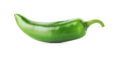 One whole green jalapeno pepper isolated on white