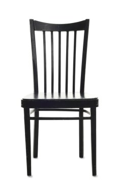 Beyaza izole edilmiş şık bir sandalye. Kullanılmış eşyalar