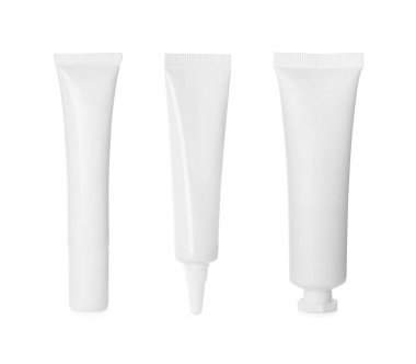 Kozmetik ürünleri için farklı tüpler beyaz, set