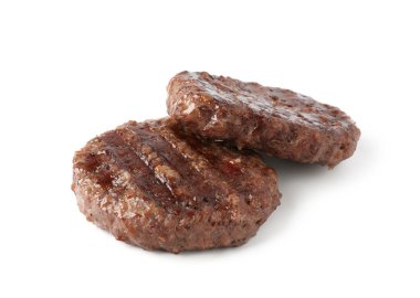 Lezzetli ızgara et köfteleri beyaz üzerine izole edilmiş.