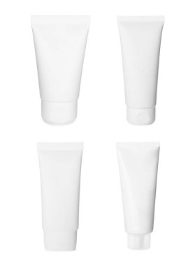 Kozmetik ürünleri için farklı tüpler beyaz, set
