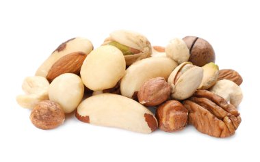 Mix of different nuts isolated on white