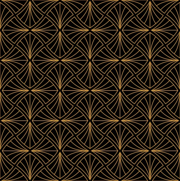 Japonês Ornamental Preto Dourado Vector Fundo Art Deco Padrão Sem — Vetor de Stock