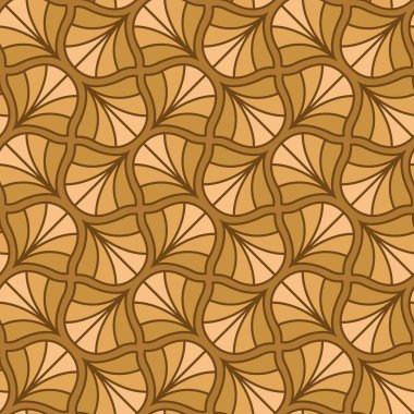 Soyut kahverengi dekoratif karo. Geometrik Ginkgo Seamless modeli. 