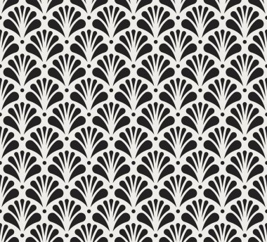 Geometrik siyah vektör Seamless modeli. Soyut sanat Deco arka plan. Klasik şık doku.