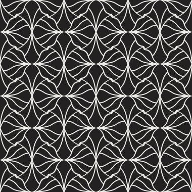Geometrik siyah vektör Seamless modeli. Soyut sanat Deco arka plan. Klasik şık doku.