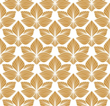 Soyut kahverengi dekoratif karo. Geometrik Ginkgo Seamless modeli. 