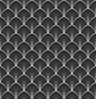 Geometrik siyah vektör Seamless modeli. Soyut sanat Deco arka plan. Klasik şık doku.