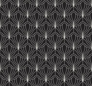 Vektör çiçek damask dikişsiz desen. Zarif soyut art nouveau arka plan. Klasik çiçek motifi doku